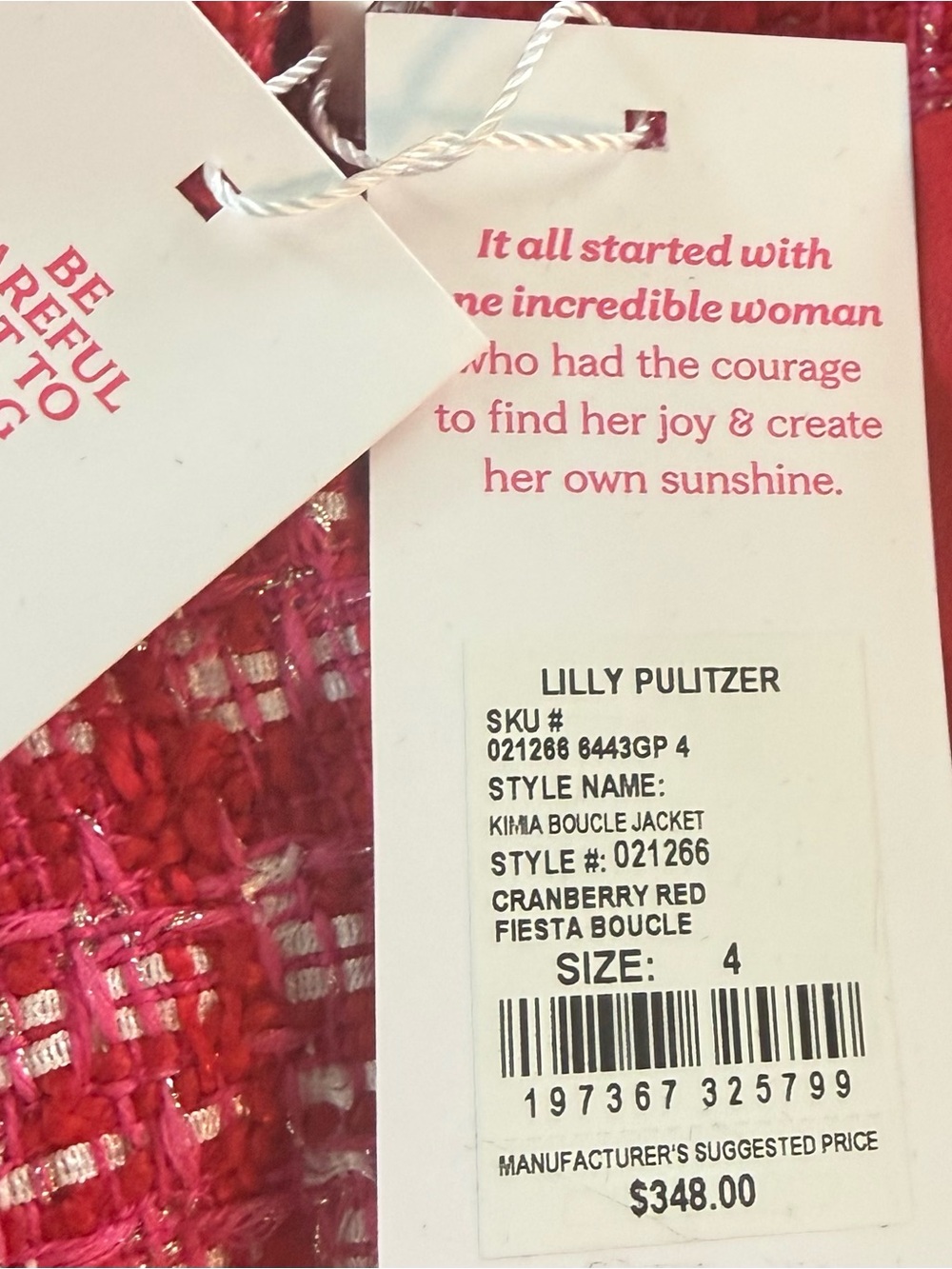 Lilly Pulitzer Pink & cranberry Red Tweed Boucle jacket, NWT, sz 4 & 8 - Picture 6 of 8